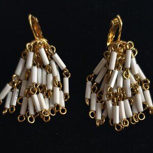 Vintage Waterfall White Tube Earrings